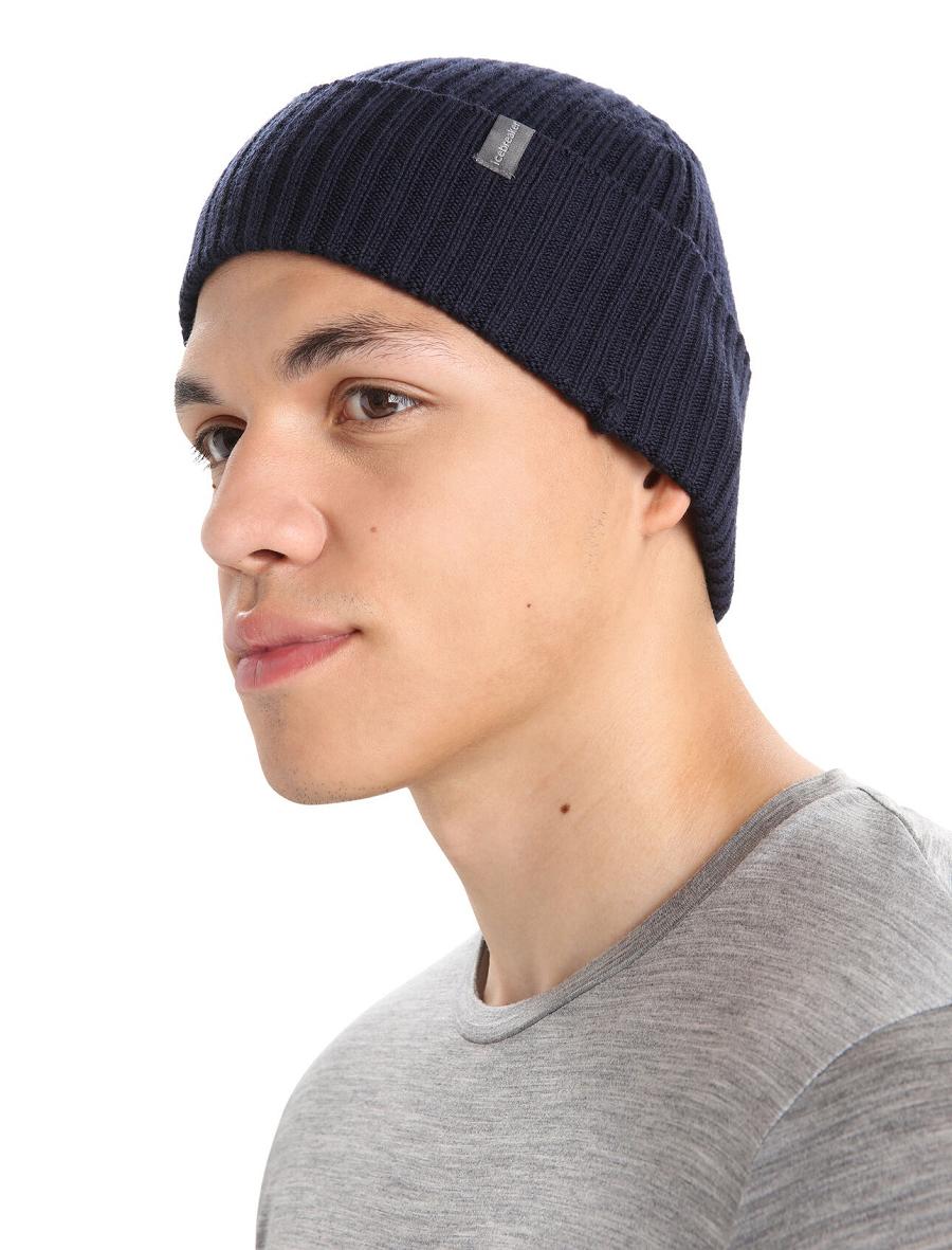 Chapeaux Icebreaker Unisex Merino Rixdorf Cuff Beanie Homme Bleu Marine | FR 1107QMAZ